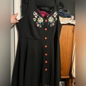 Black with floral detailing dress
